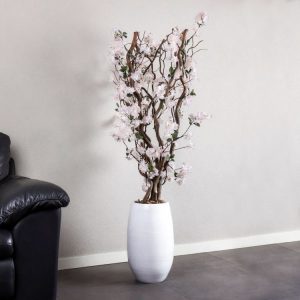 Bloesem kronkel boom zacht Roze ± 140 cm (Incl. witte pot)