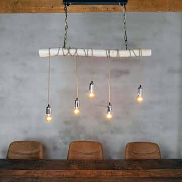 Hanglamp Brocante Stam met Stofkabel Beige