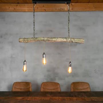Hanglamp Oud Eikenstam met Stofkabel Beige