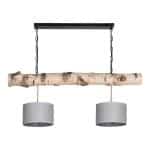 Hanglamp Berkenstam met Jute Zilveren Lampenkapjes