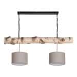 Hanglamp Berkenstam met Vlas Linnen Lampenkapjes