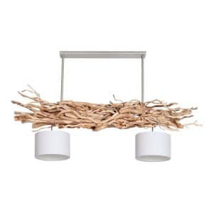Hanglamp Brocante Kronkeltakken met Witte Lampenkapjes (135 cm)