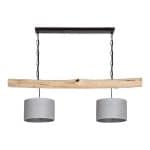 Hanglamp Brocante Stam met Jute Zilveren Lampenkapjes