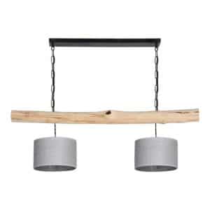 Hanglamp Brocante Stam met Jute Zilveren Lampenkapjes