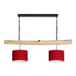 Hanglamp Brocante Stam met Rode Lampenkapjes