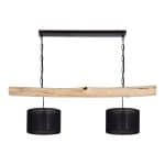 Hanglamp Brocante Stam met Zwarte Lampenkapjes