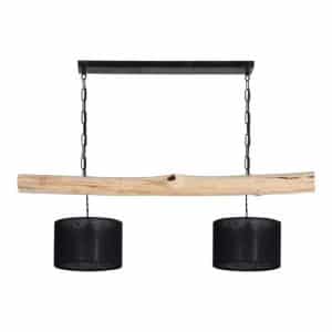 Hanglamp Brocante Stam met Zwarte Lampenkapjes