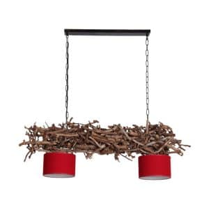 Hanglamp Brocante Perentakken met Rode Lampenkapjes
