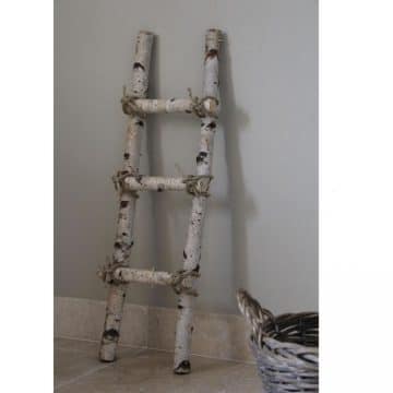 Decoratie Ladder Berk met touw 100 cm