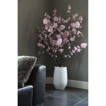 Roze Bloesemboom Dubbel ± 150 cm (incl.witte pot)