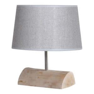 Tafellamp Halve Brocante Stam met Jute Zilveren Kap