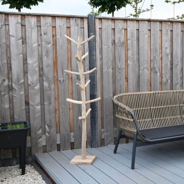 Staande Teak Kapstok | Jorn | Met houten haken | 165 cm
