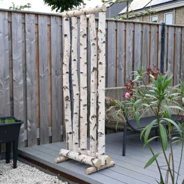 Berken Roomdivider | Jorn | Met berkenstam voet | 60x25x165