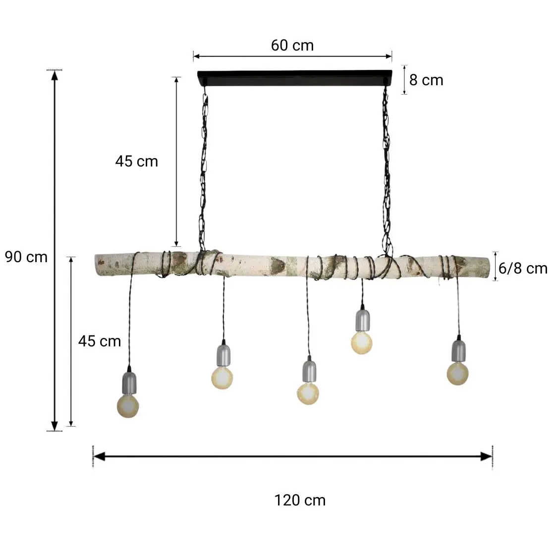 Afmetingen Alvar Berkenstam Hanglamp met ketting