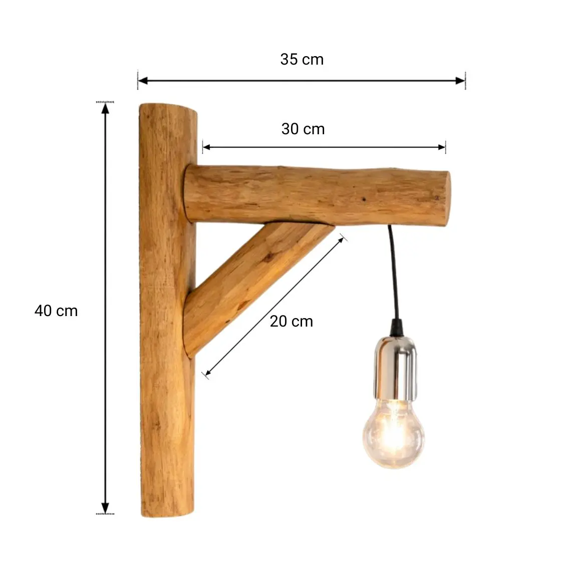 Afmetingen Boomstam Wandlamp Einar