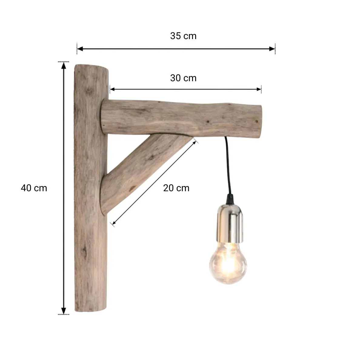 Afmetingen Boomstam Wandlamp Javi