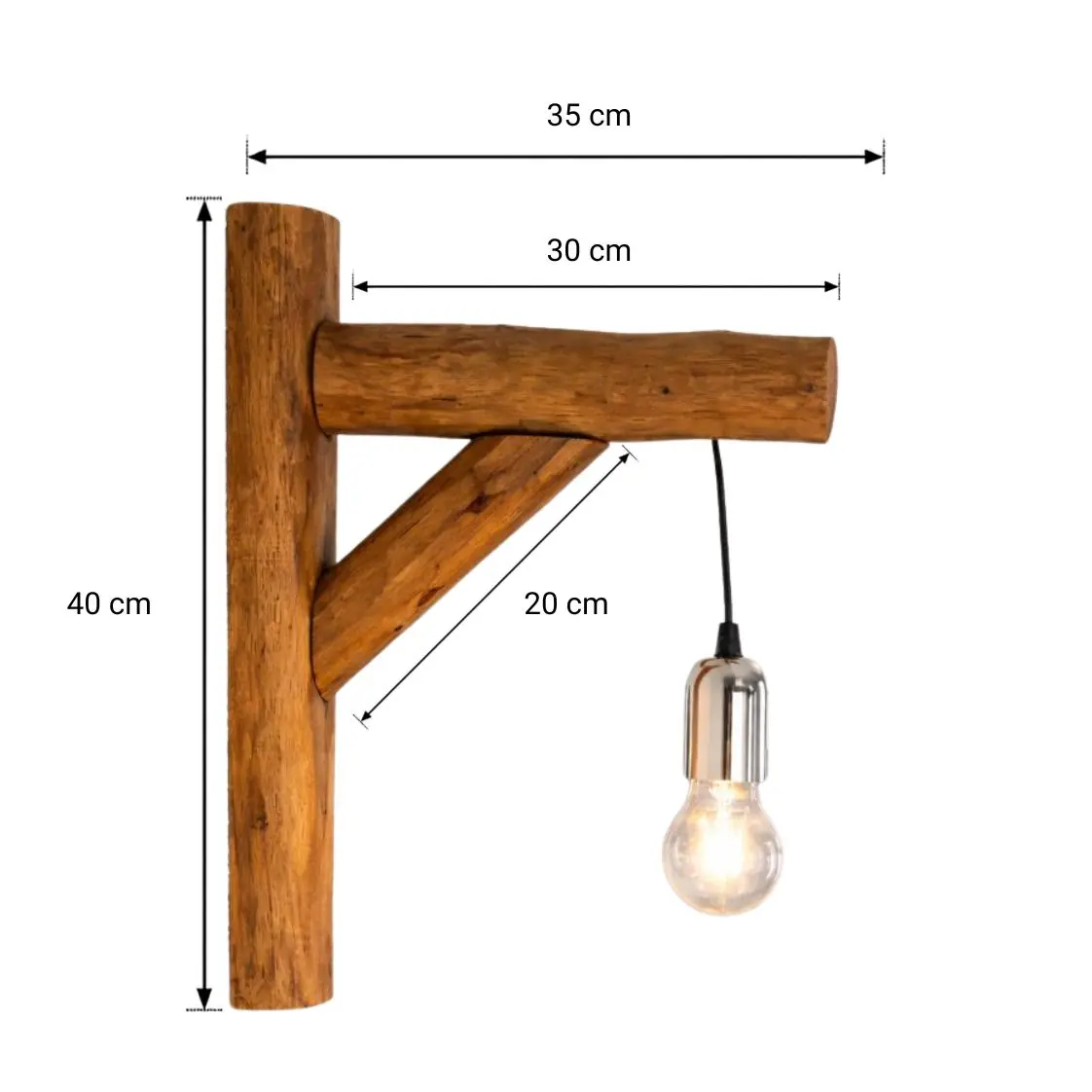 Afmetingen Boomstam Wandlamp Vita
