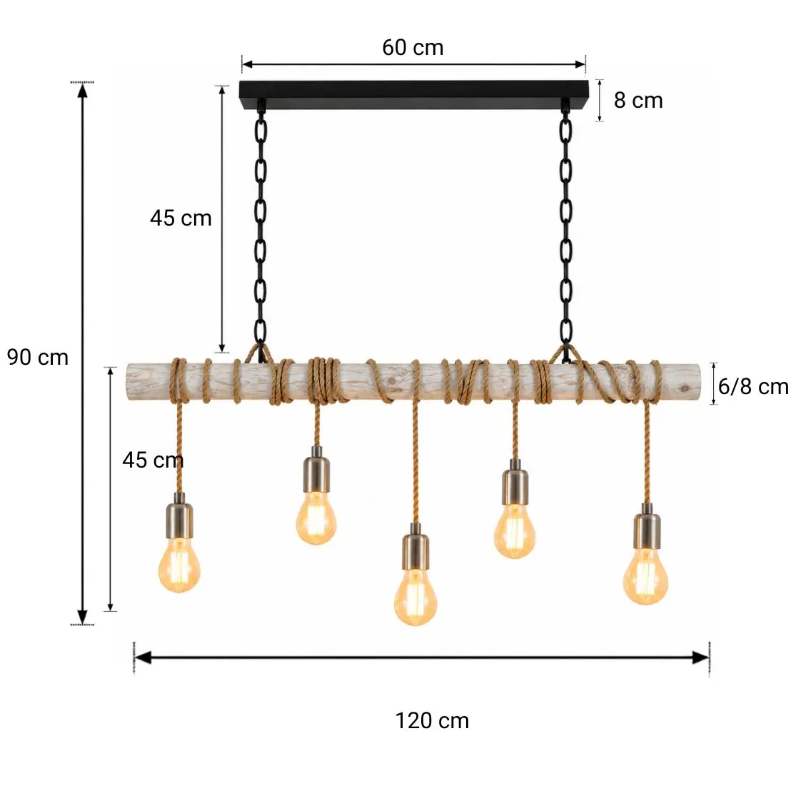 Afmetingen Svea Berkenstam Hanglamp met ketting