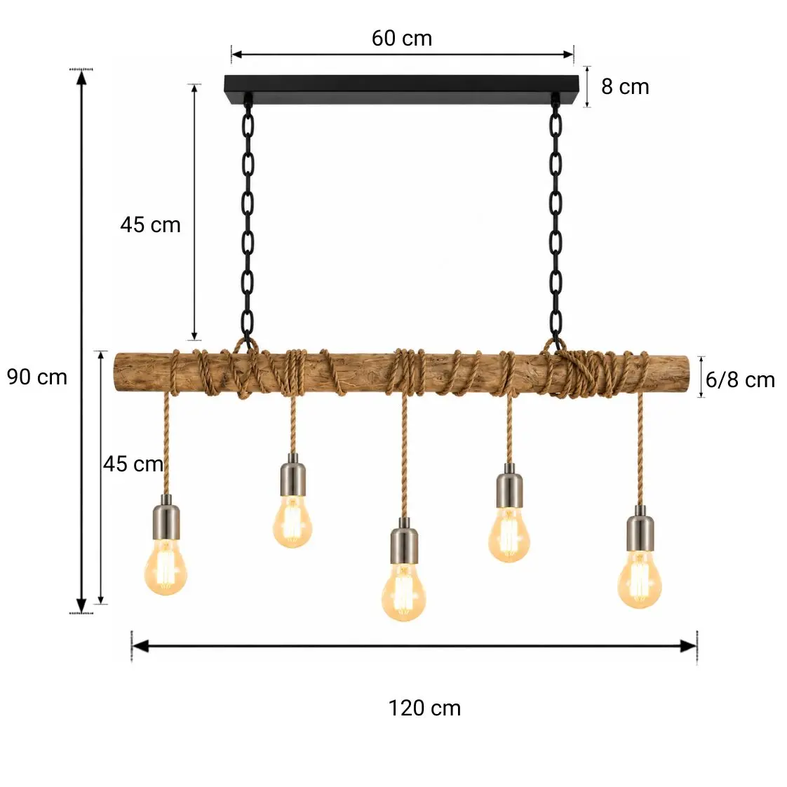Afmetingen Vita Hanglamp met ketting