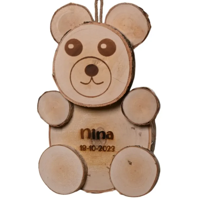 Berkenhouten beer Met of zonder eigen tekst 30cm