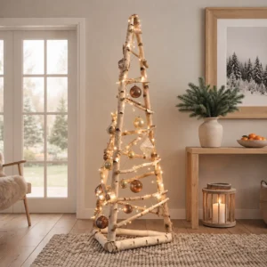 Berkenkerstboom met zacht warme lichtjes 200 cm (1)
