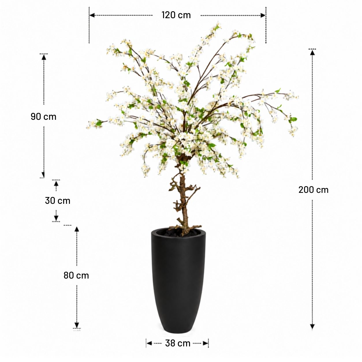 Bloesemboom 200cm Zenna wit met blaadje