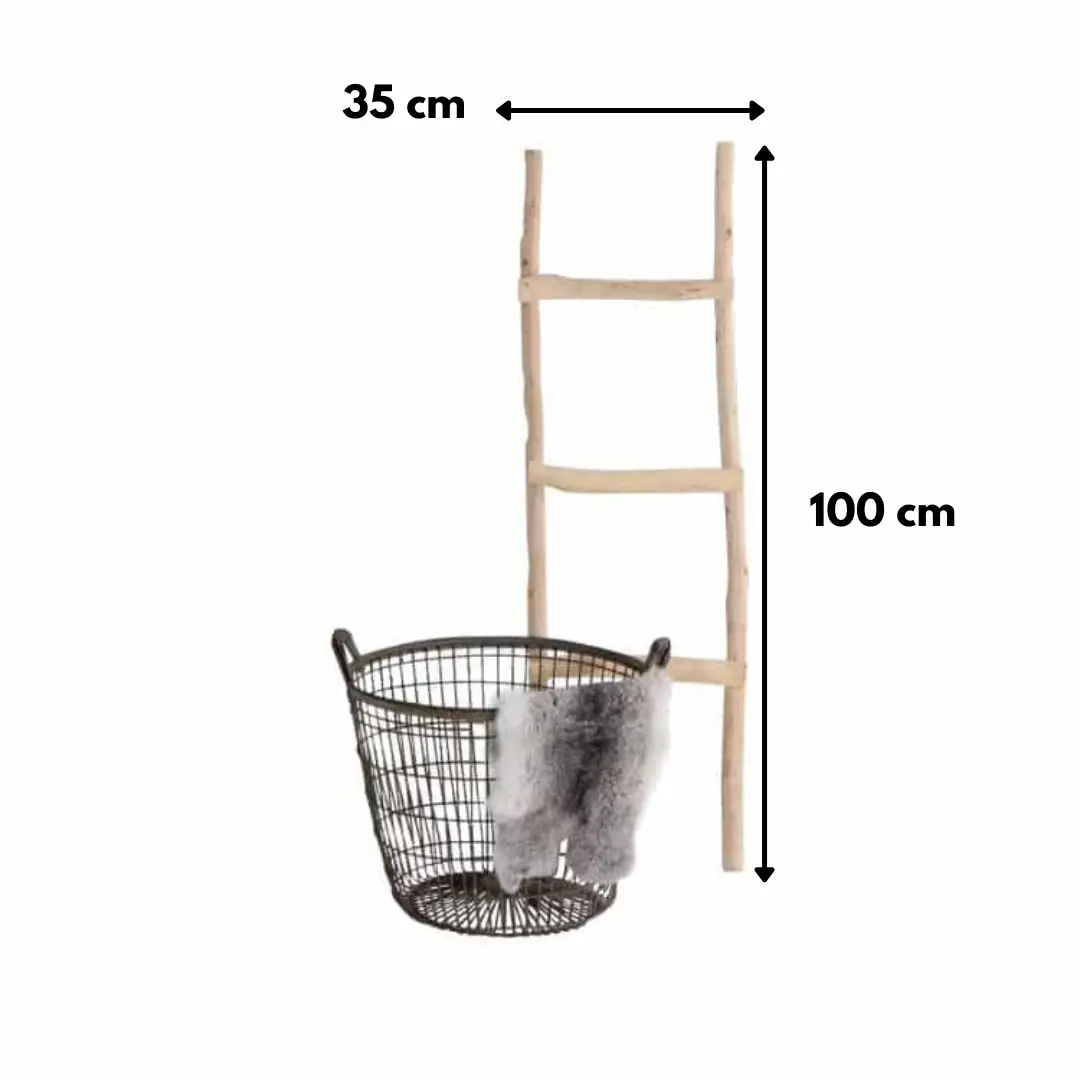 Boomstam Decoratieladder met touw 100cm afmetingen