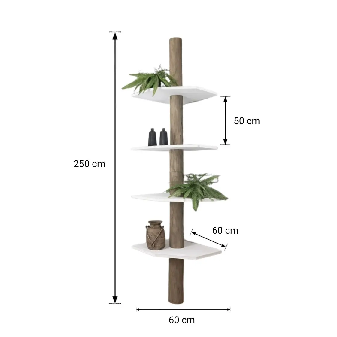 Boomstam Hoekkast _ Javi _ Grey_Wit _ 60x60x250