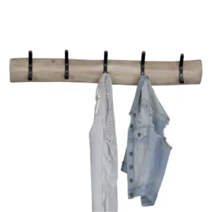 Boomstam Wandkapstok Eloy Zwarte metalen haken 100cm