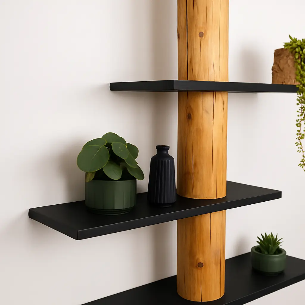 Boomstam Wandkast Kiran Old NaturelZwart 110x30x250 (2)