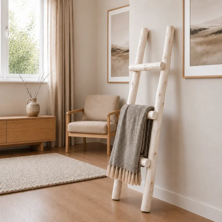Decoratieladder 100 cm white wash