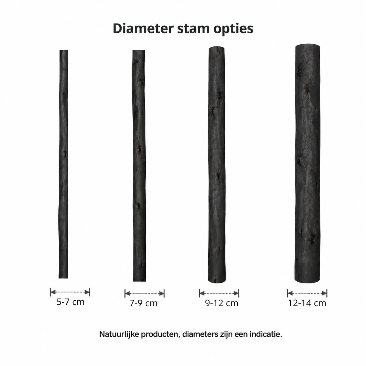 Diameterstamopties in zwart