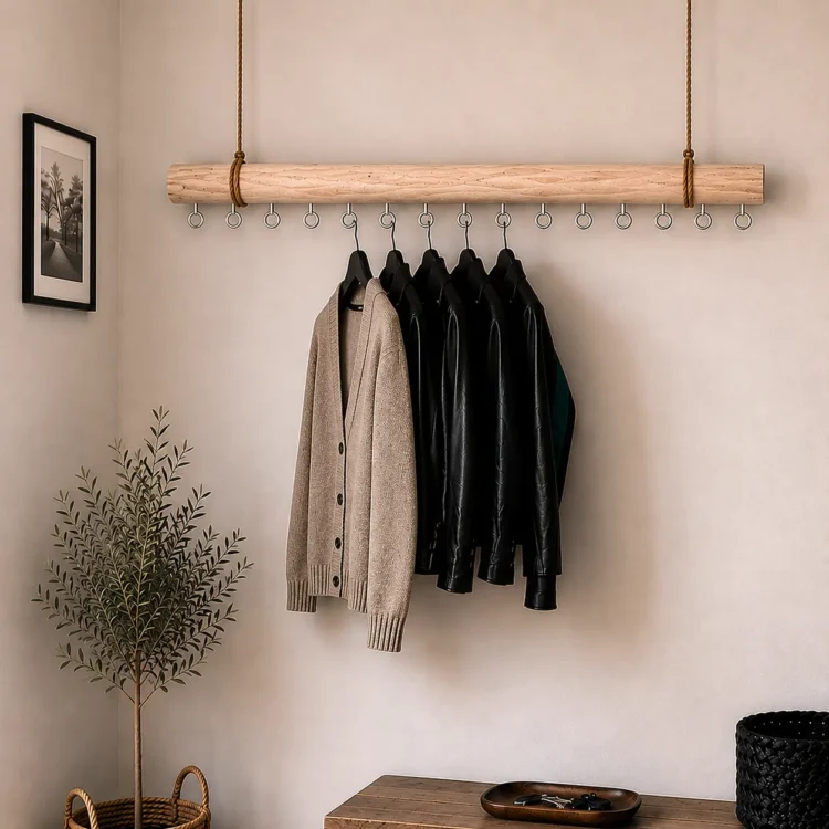 Hanggarderobe naturel met rvs haakjes