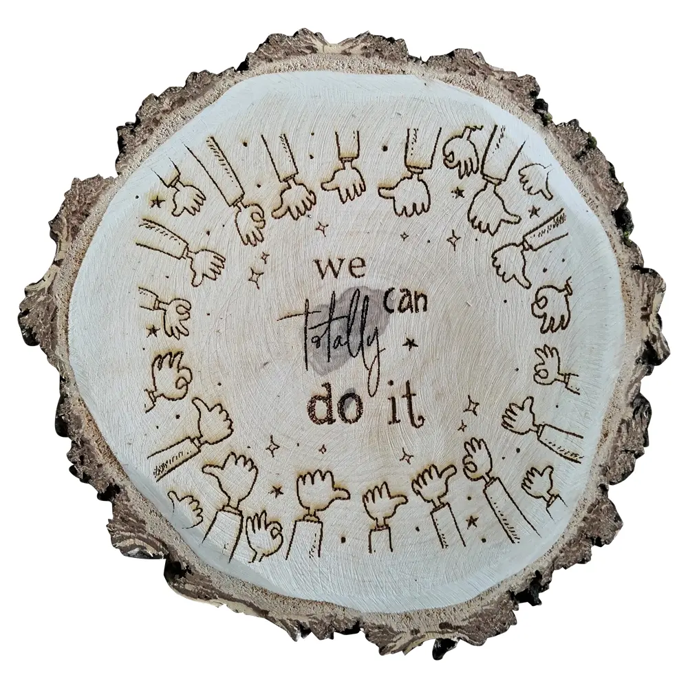 Houtschijf Gepersonaliseerde Symbooltekst ±25cm (4)