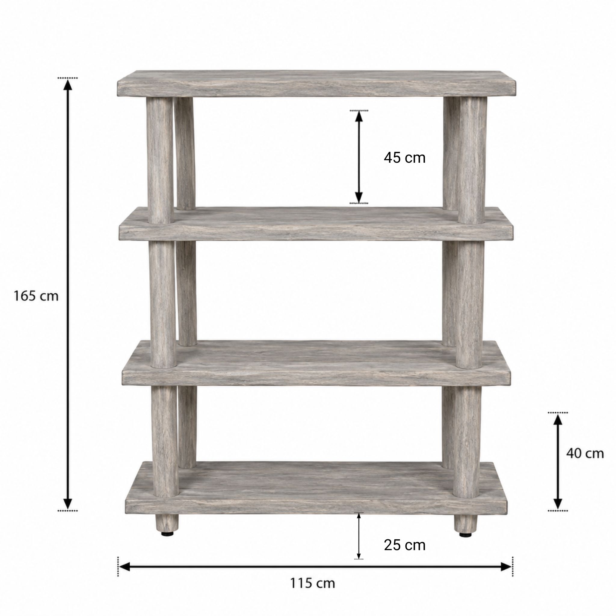 Javi Boomstam Roomdivider met 4 legplanken