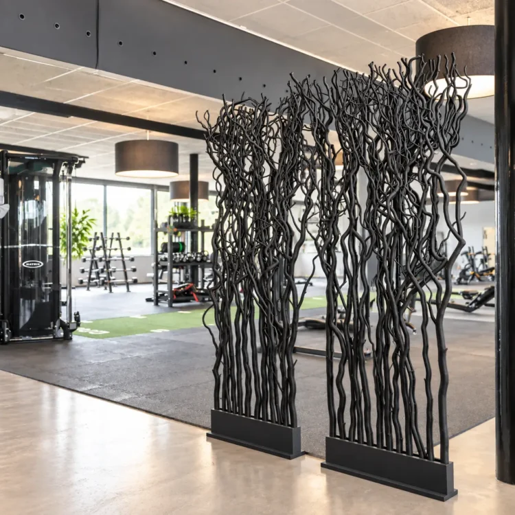 Kronkelwilg roomdivider zwart 165 cm