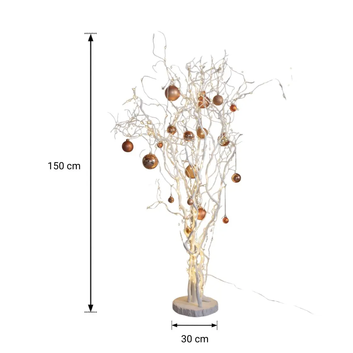 Kronkelwilgen kerstboom Wit 150 x 30 cm