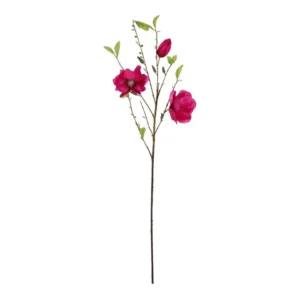Kunst Magnolia Fuchsia met groene blaadjes 85cm