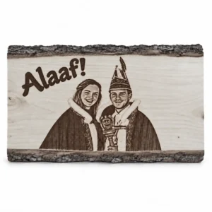Lichtgrijze houten carnavalsplaat met Alaaf!-1