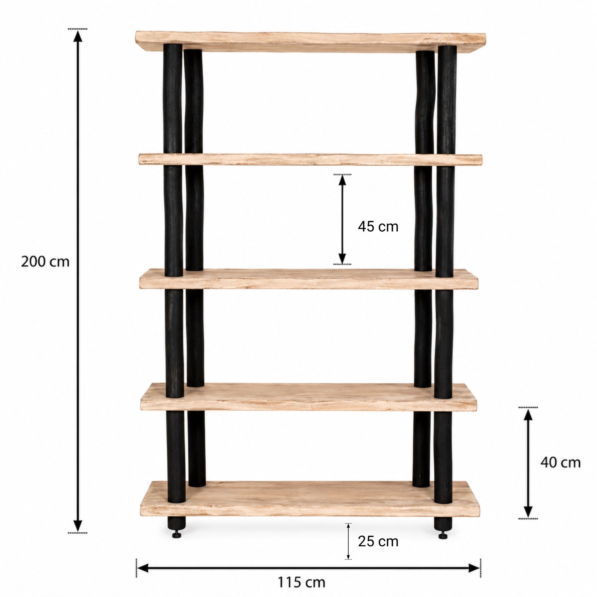 Magnus Boomstam Roomdivider met 5 legplanken
