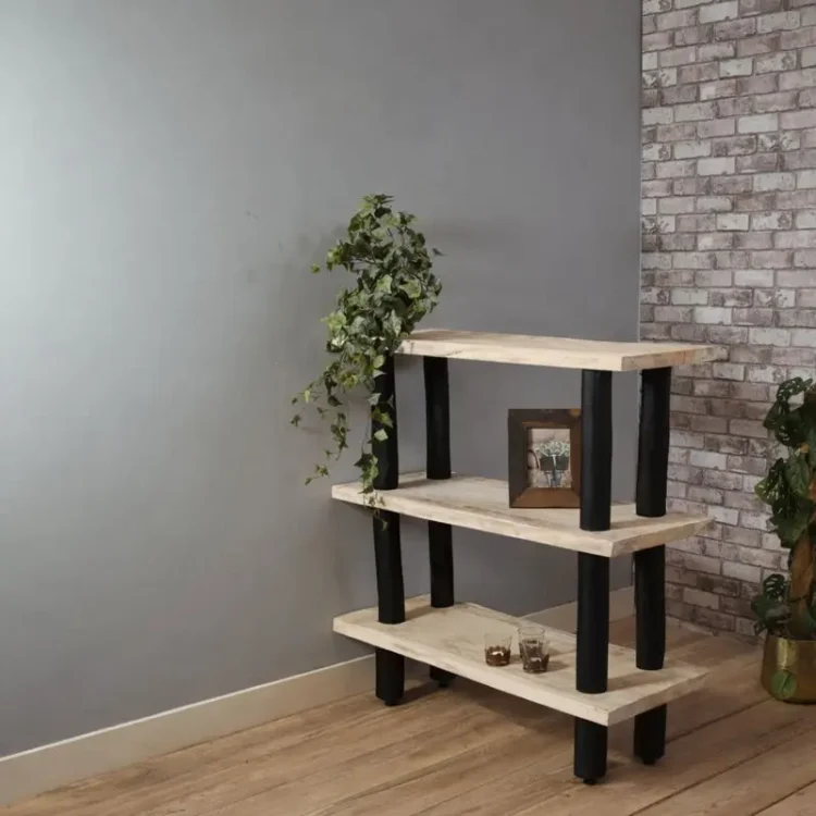 Romdivider naturel-zwart drie planken