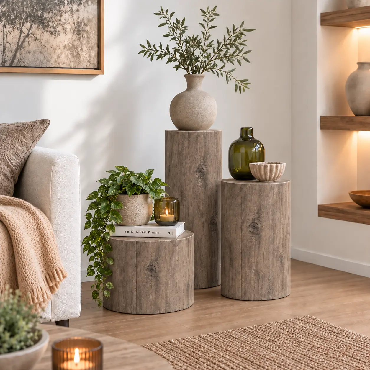 Set van drie grey wash zuilen