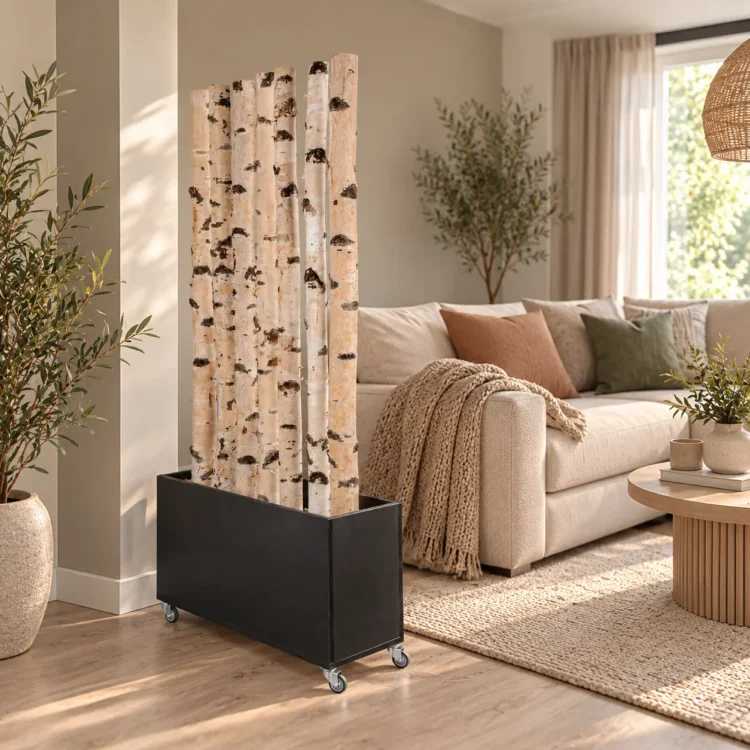 Verrijdbare berken roomdivider