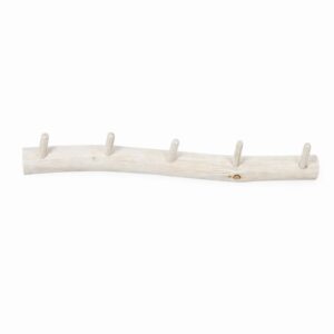 Wandkapstok 5 houten haken 100 cm White