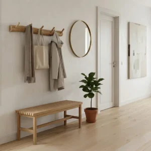Wandkapstok 5 houten haken 100 cm old naturel(1) - Bewerkt