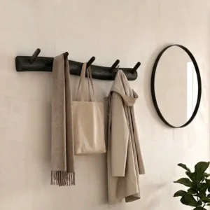 Wandkapstok 5 houten haken zwart 100 cm(1)