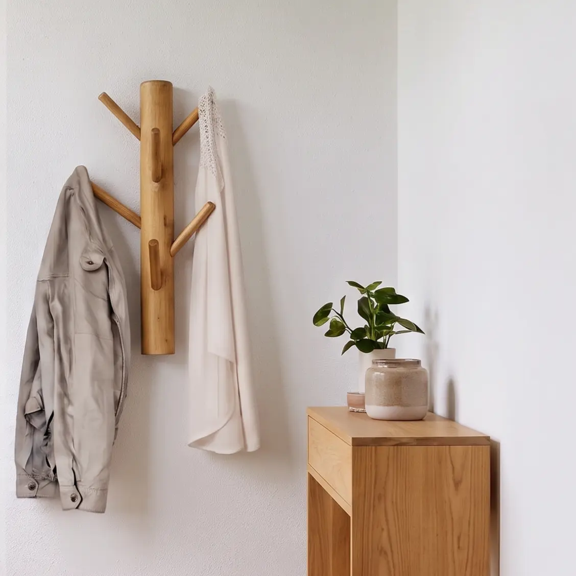 Wandkapstok 6 houten haken 70 cm Old Naturel(2)