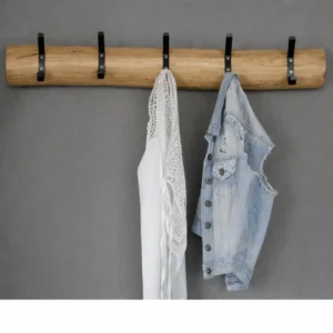 Wandkapstok Old Naturel zwarte haken 100 cm