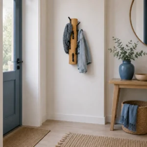Wandkapstok old naturel 70 cm met zwarte haken