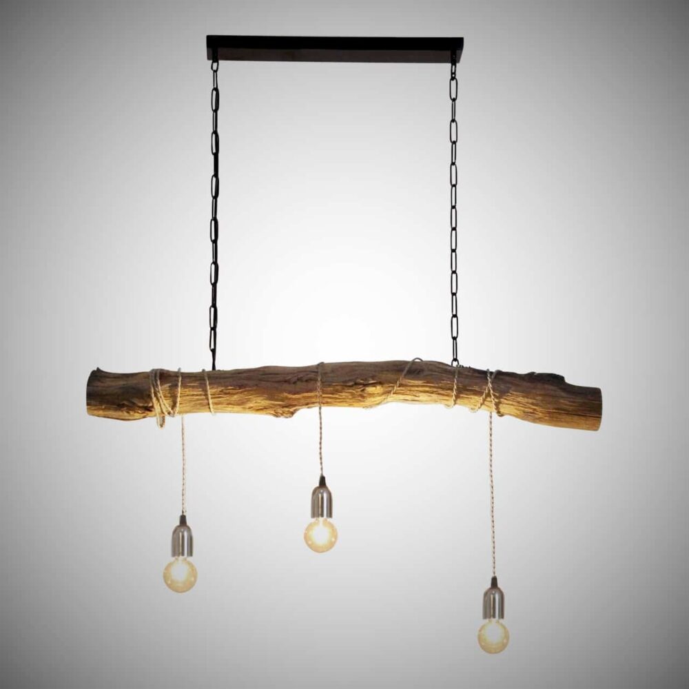 oud hout stam eiken hang lamp (2)